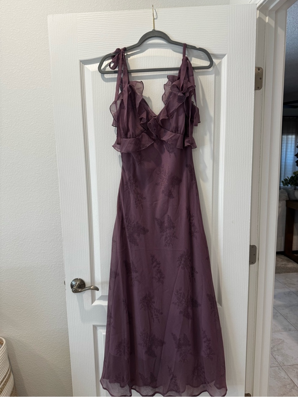 RIHOAS Plum Ruffle Maxi Dress